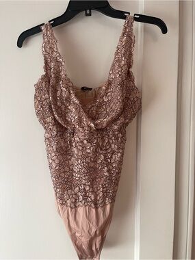 Cosabella Blush Lace Bodysuit with Snap Panel